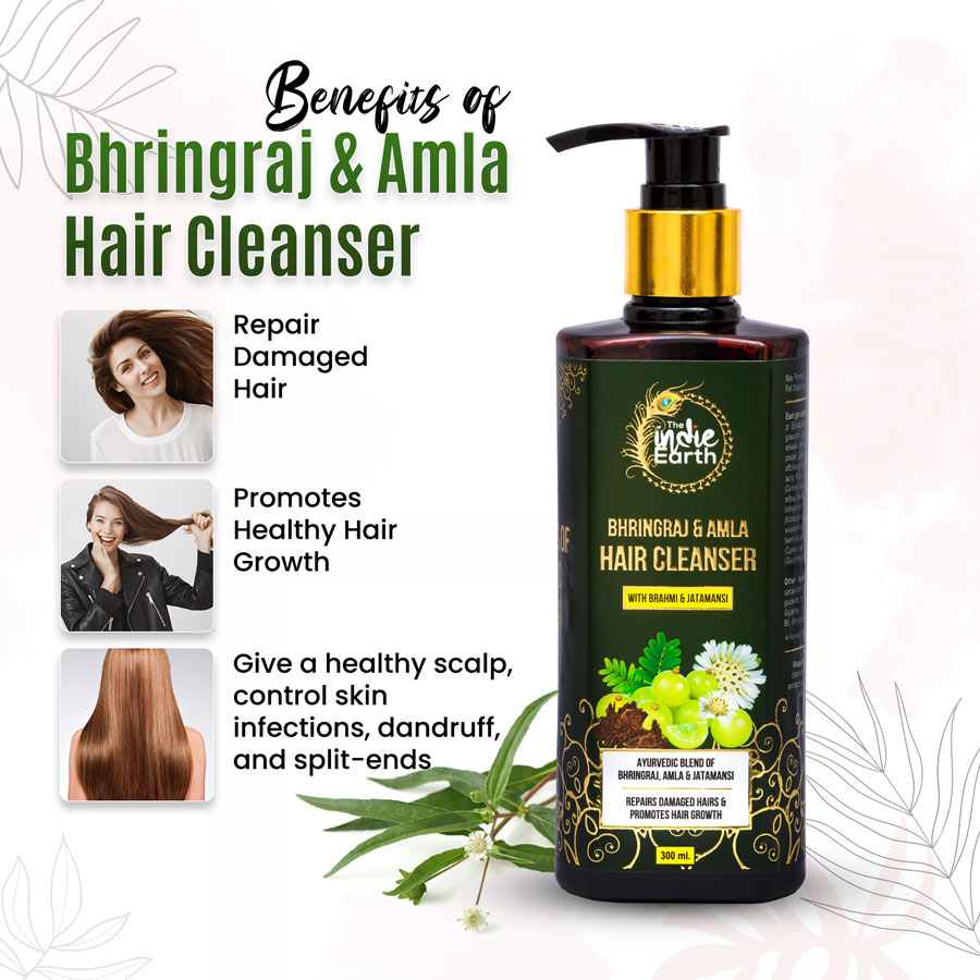 The Indie Earth Bhringraj Amla Hair Cleanser (Shampoo) with Brahmi &  Jatamansi | Repair Damaged Hairs & Promotes Healthy Hair Growth | Best  Natural Shampoo Contain NO SLS, SLES & PARABEN –